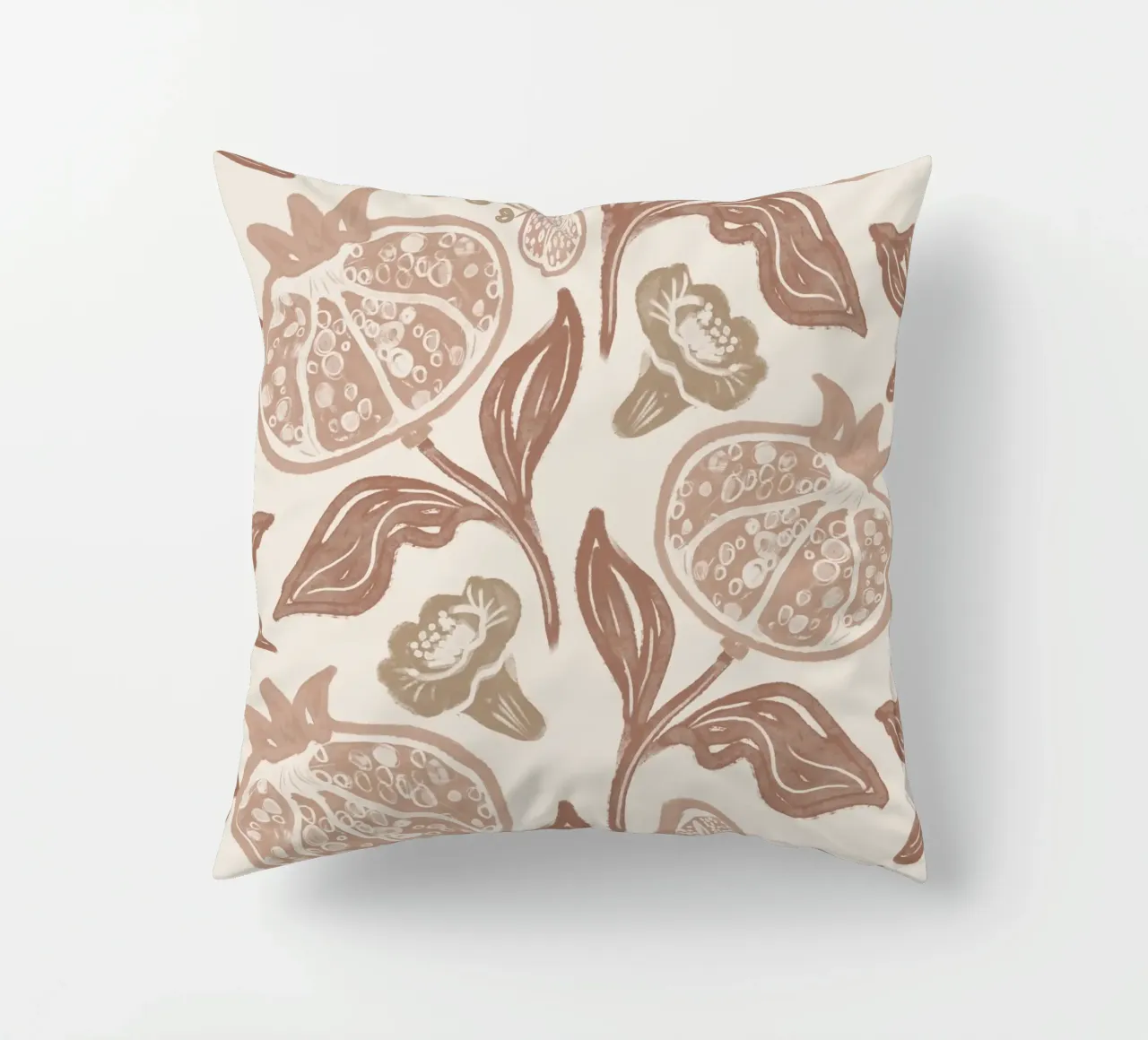 Pomegranates Pattern - Mocha Mousse cuscino da anisillustration