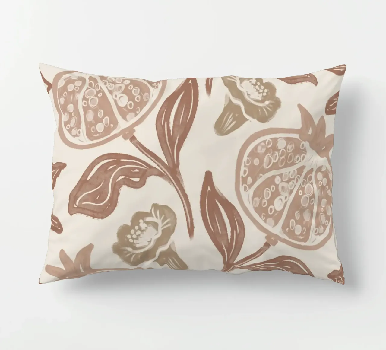 Pomegranates Pattern - Mocha Mousse cuscino da anisillustration