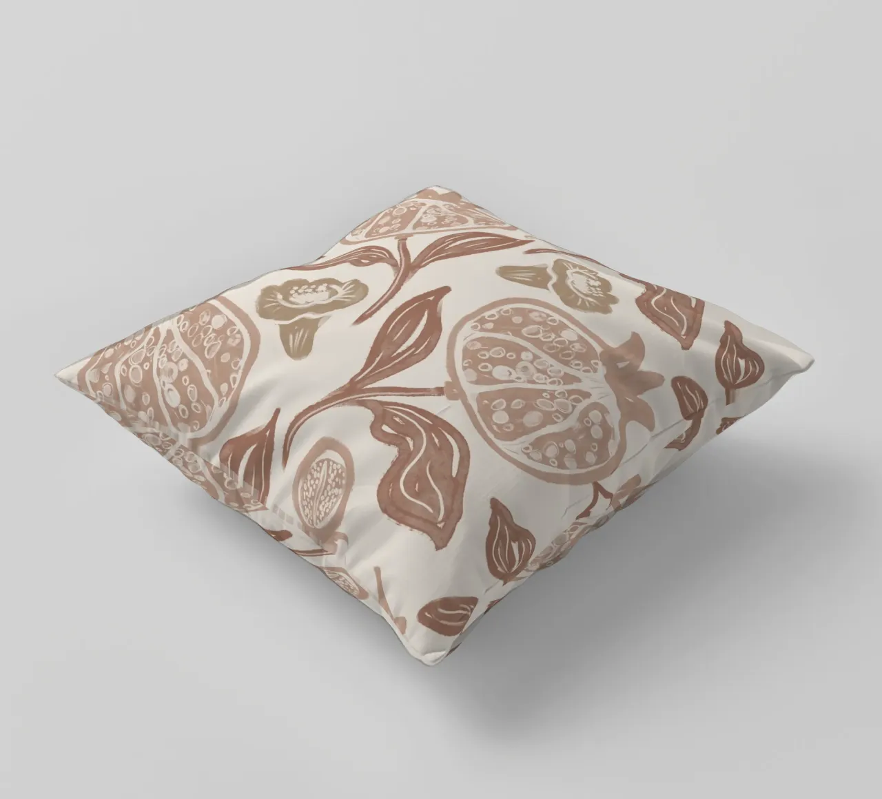 Pomegranates Pattern - Mocha Mousse cuscino da anisillustration