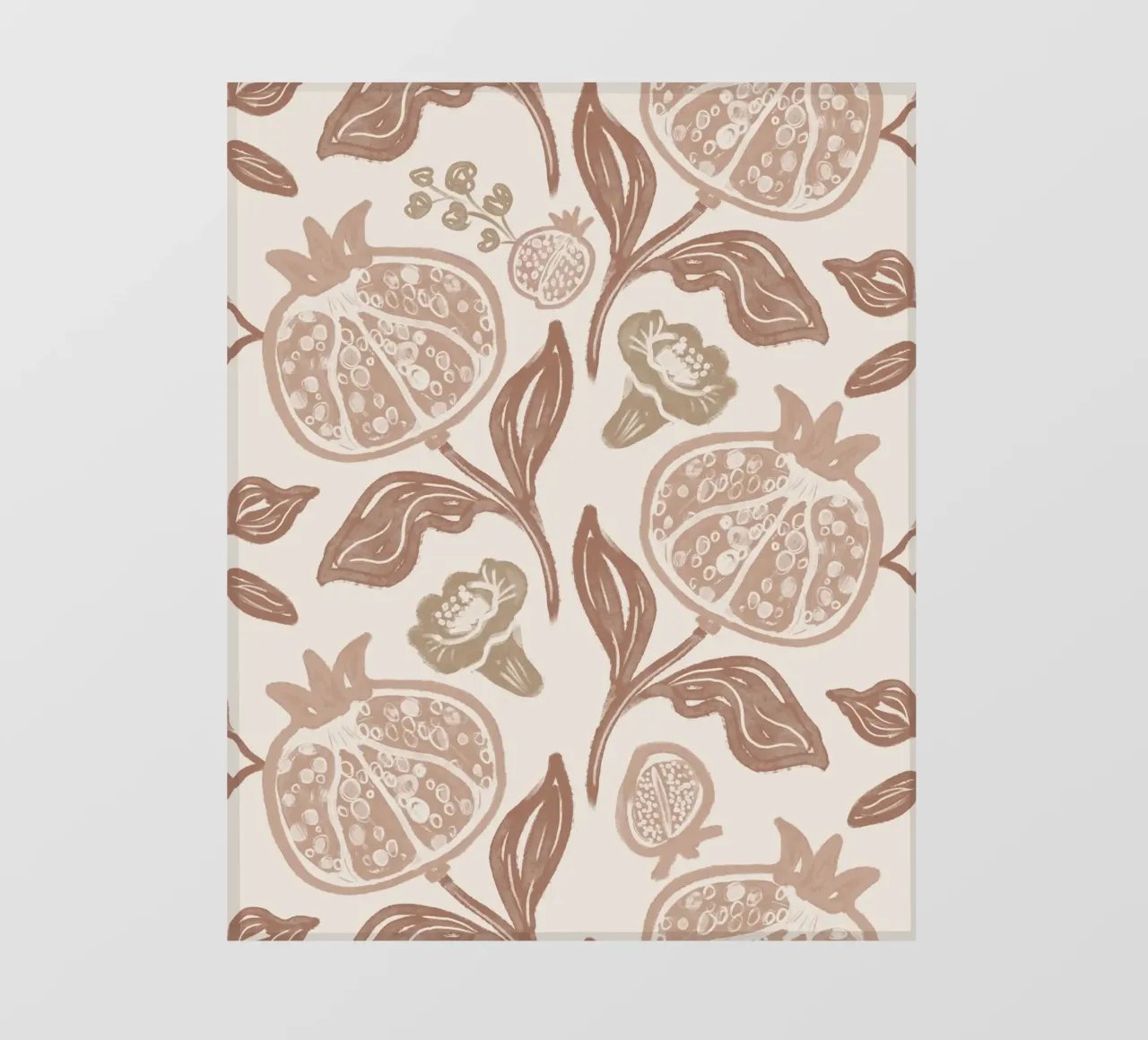 Pomegranates Pattern - Mocha Mousse papel para pared de anisillustration