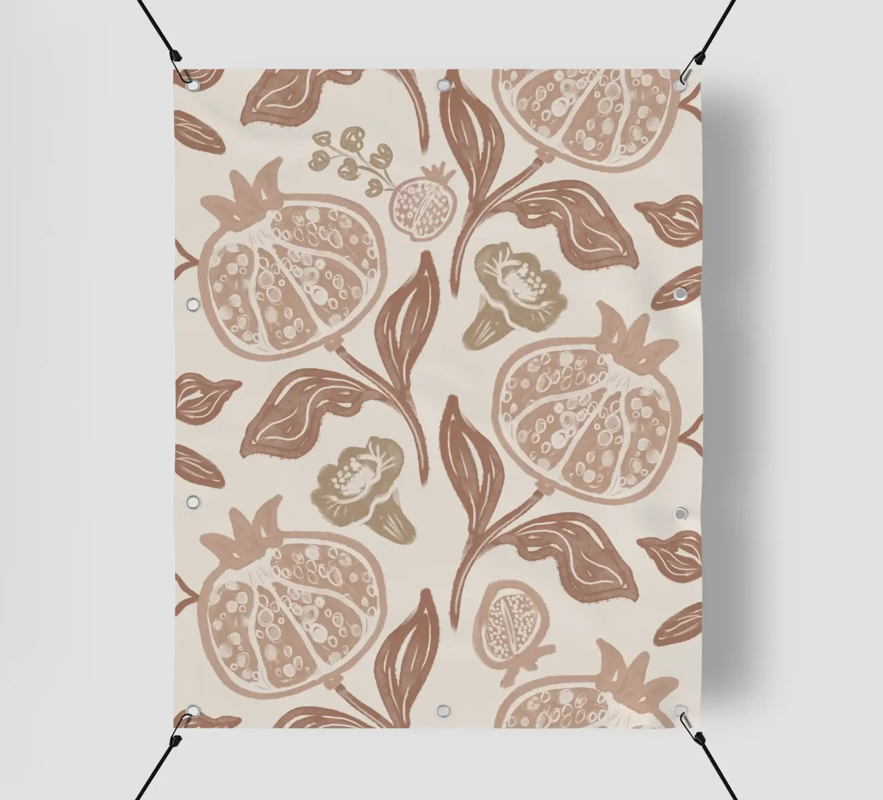 Pomegranates Pattern - Mocha Mousse telo in pvc da anisillustration