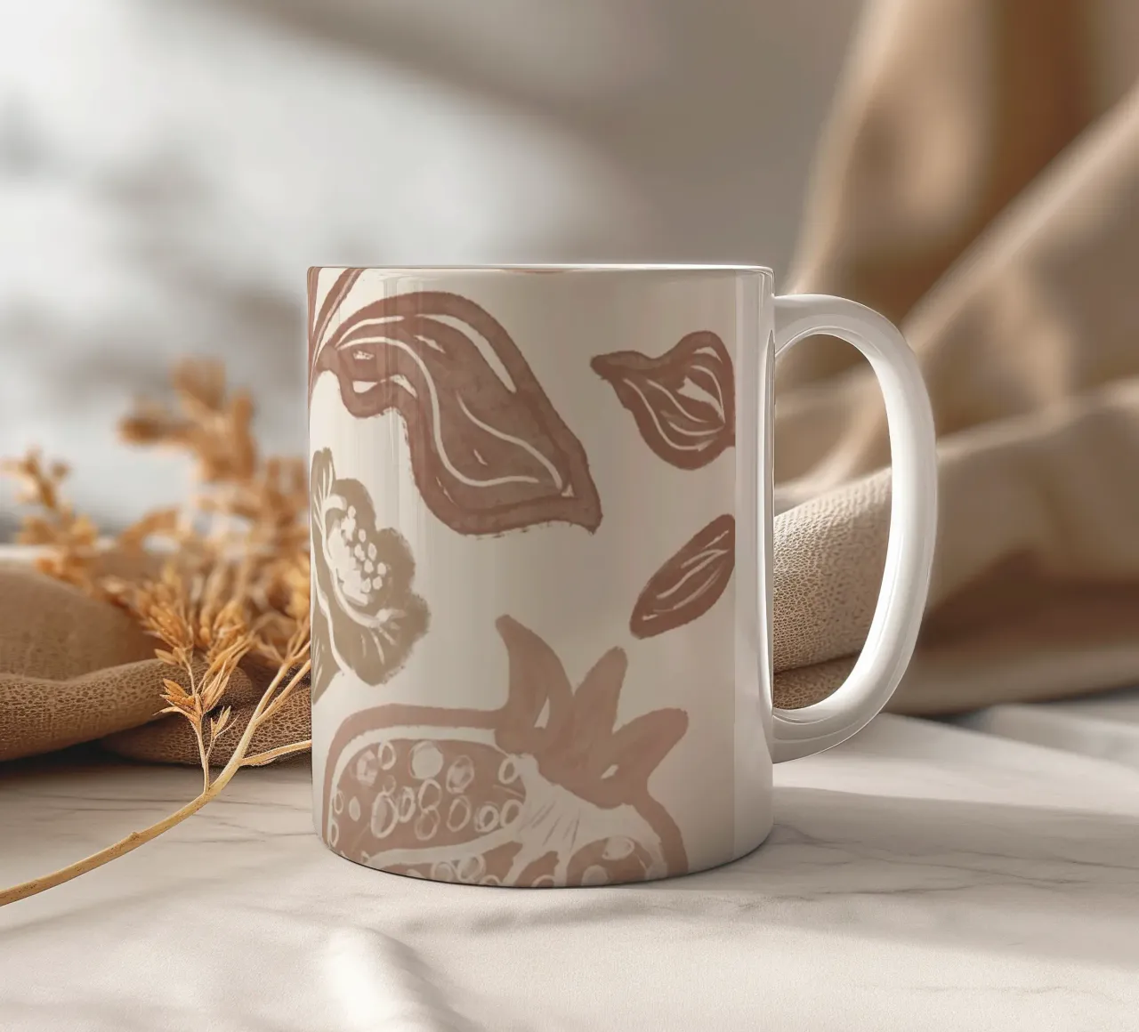 Pomegranates Pattern - Mocha Mousse keramische mok van anisillustration