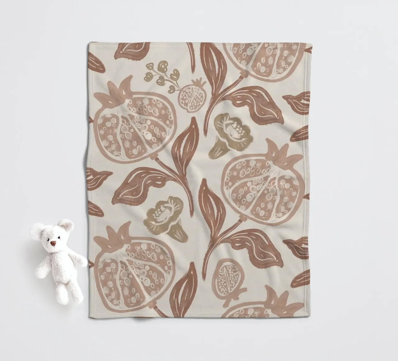 Pomegranates Pattern - Mocha Mousse coperta in pile da anisillustration