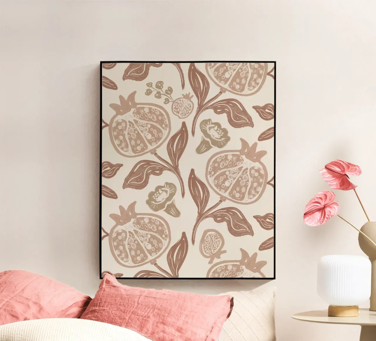 Pomegranates Pattern - Mocha Mousse plexiglass da anisillustration