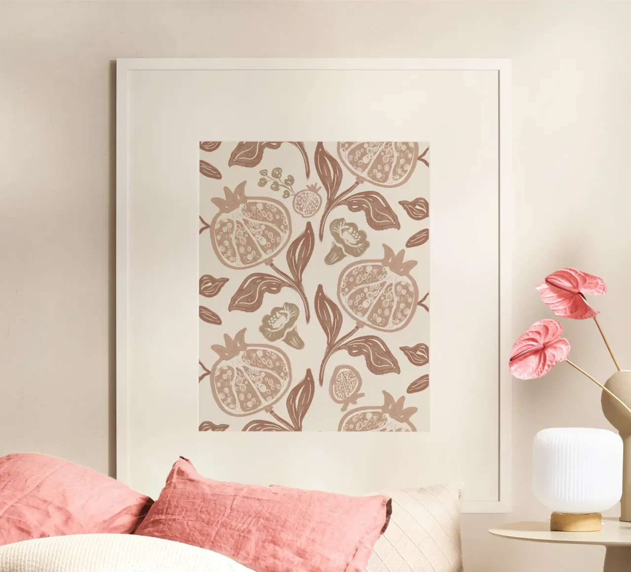 Pomegranates Pattern - Mocha Mousse carta hahnemühle da anisillustration