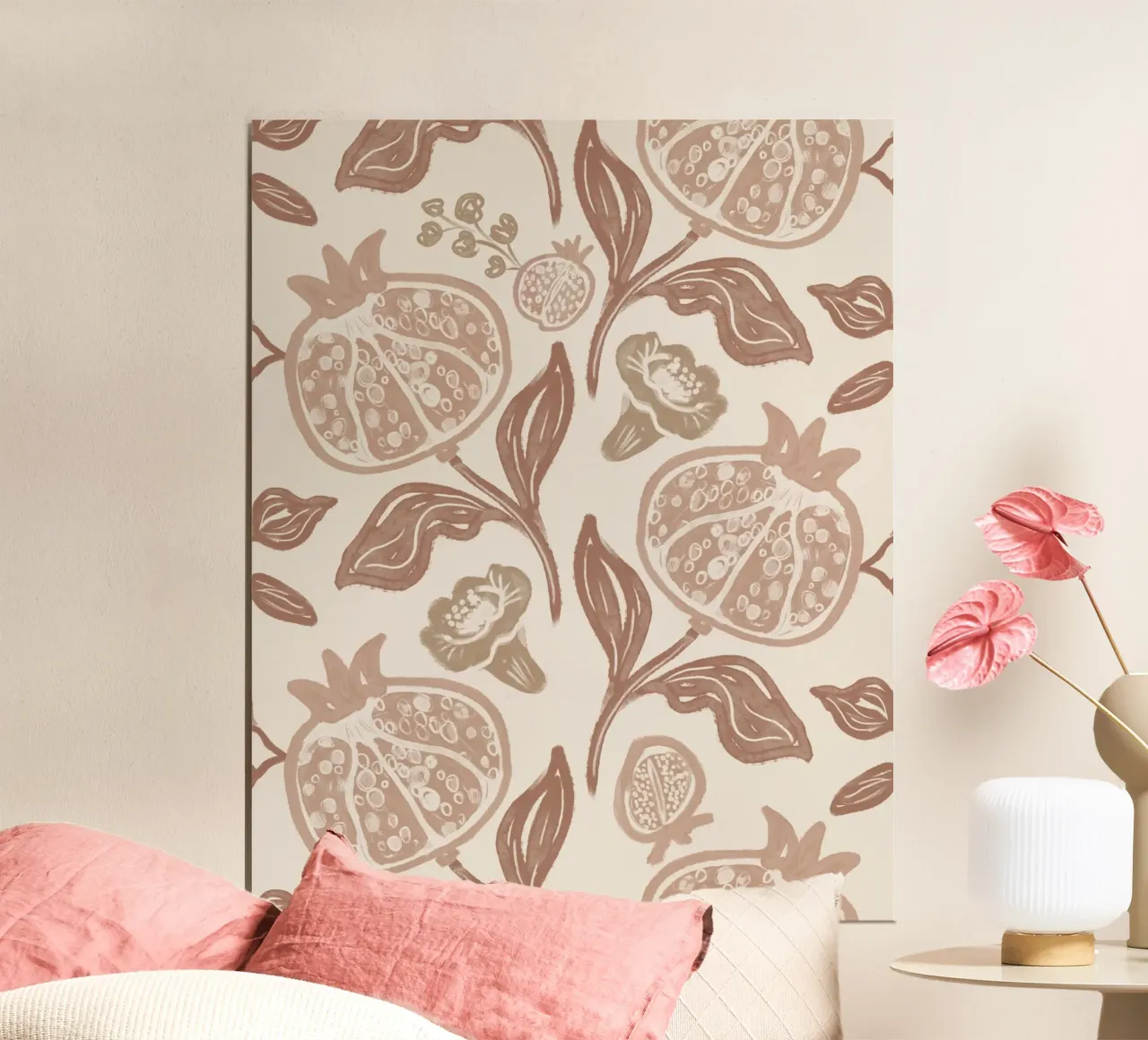 Pomegranates Pattern - Mocha Mousse carta hahnemühle da anisillustration