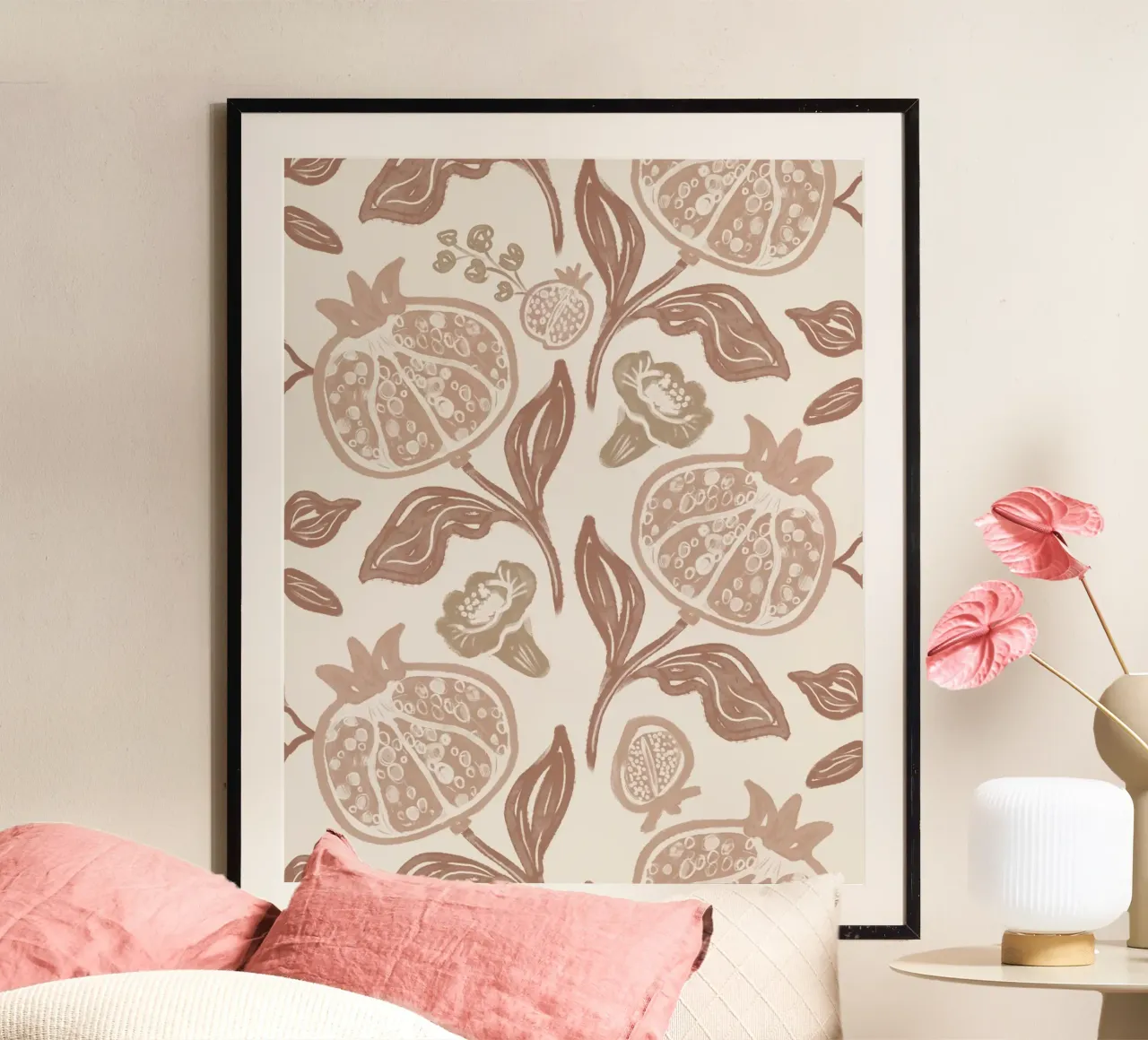 Pomegranates Pattern - Mocha Mousse carta hahnemühle da anisillustration