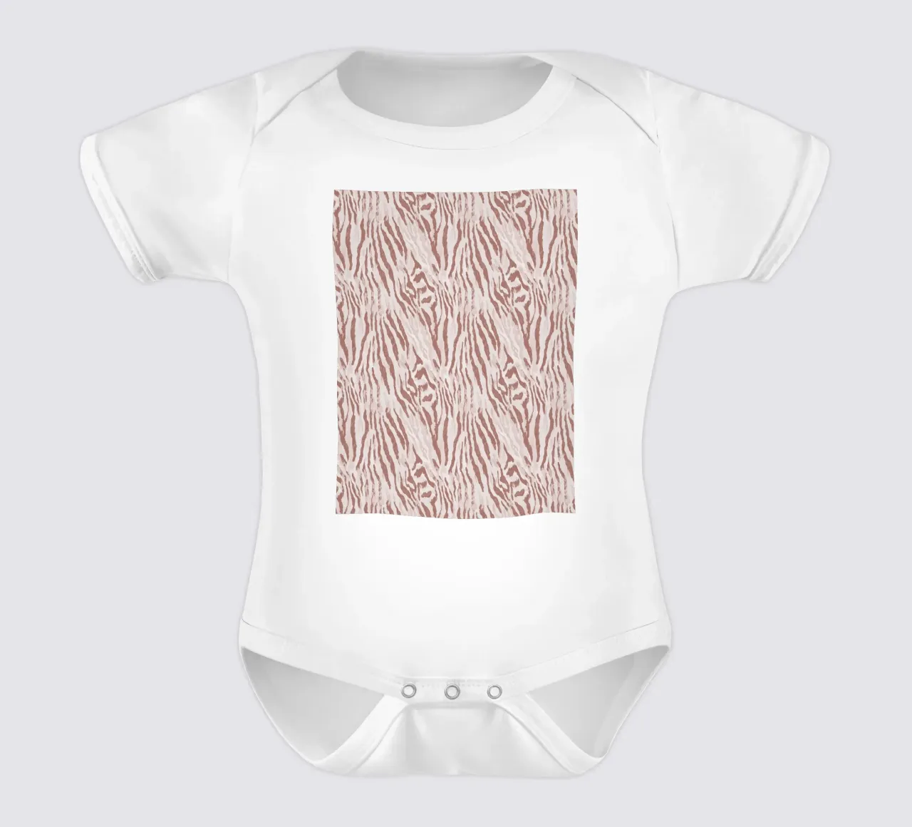 Zebra tijger dierenprint in mokka mousse bruin Boho Chic Y2K babyrompertje korte mouwen van Gentle Echoes Art