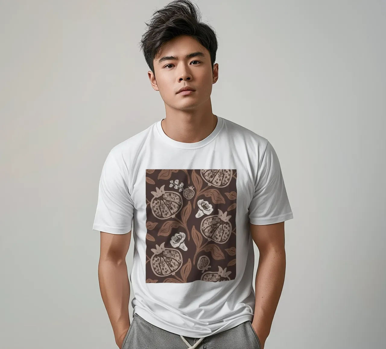 Pomegranates Pattern - Dark Mocha Mousse t-shirt da anisillustration