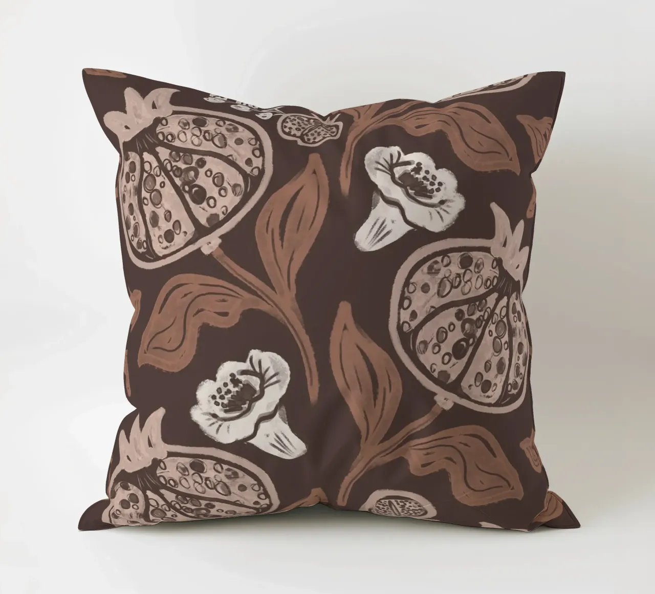 Pomegranates Pattern - Dark Mocha Mousse cuscino da anisillustration