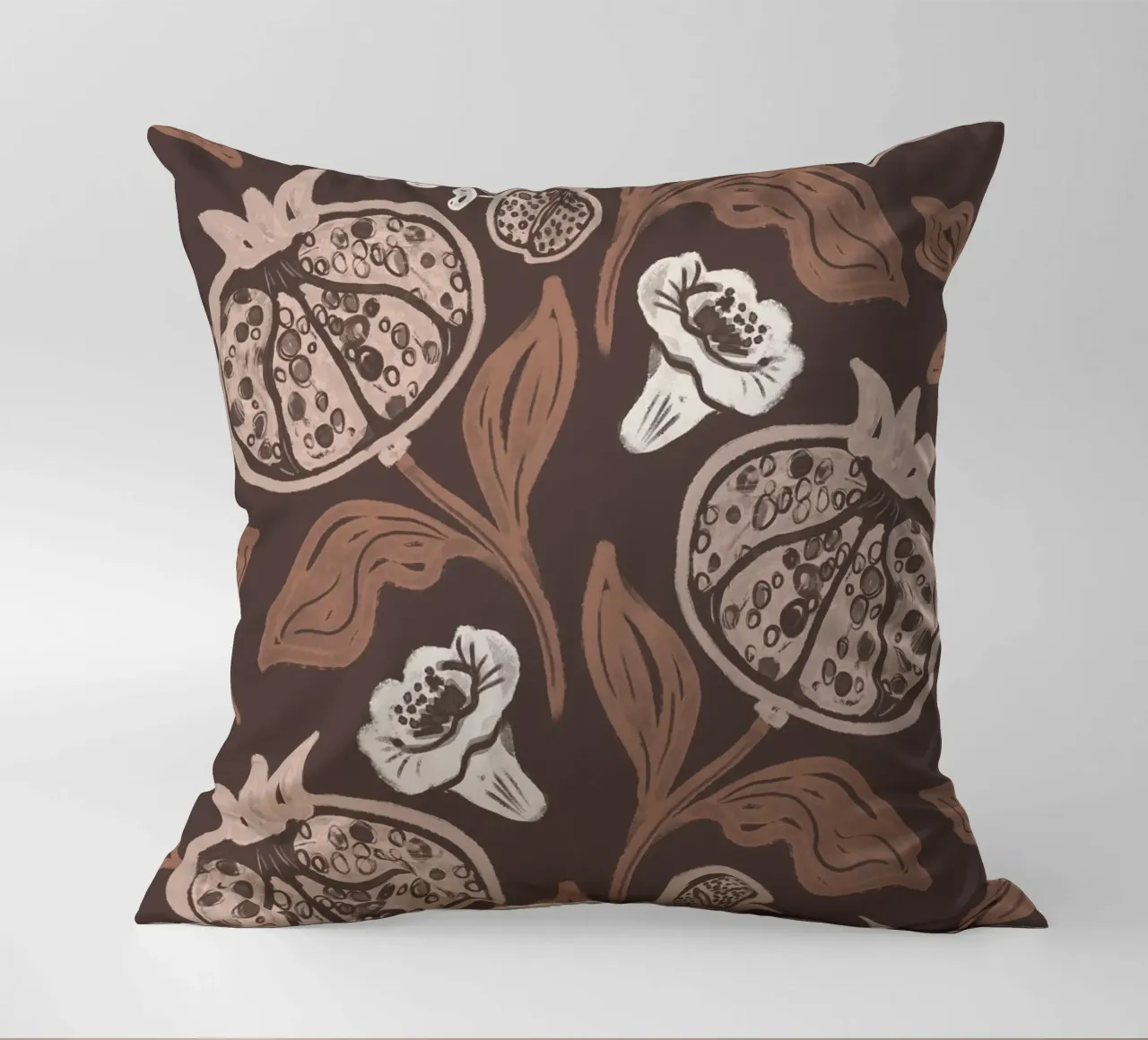 Pomegranates Pattern - Dark Mocha Mousse cuscino da anisillustration