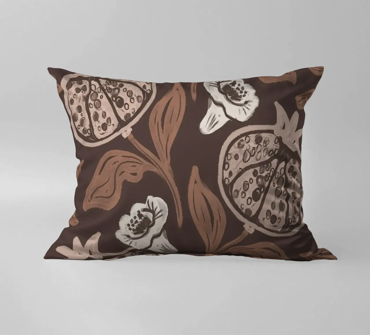 Pomegranates Pattern - Dark Mocha Mousse cuscino da anisillustration