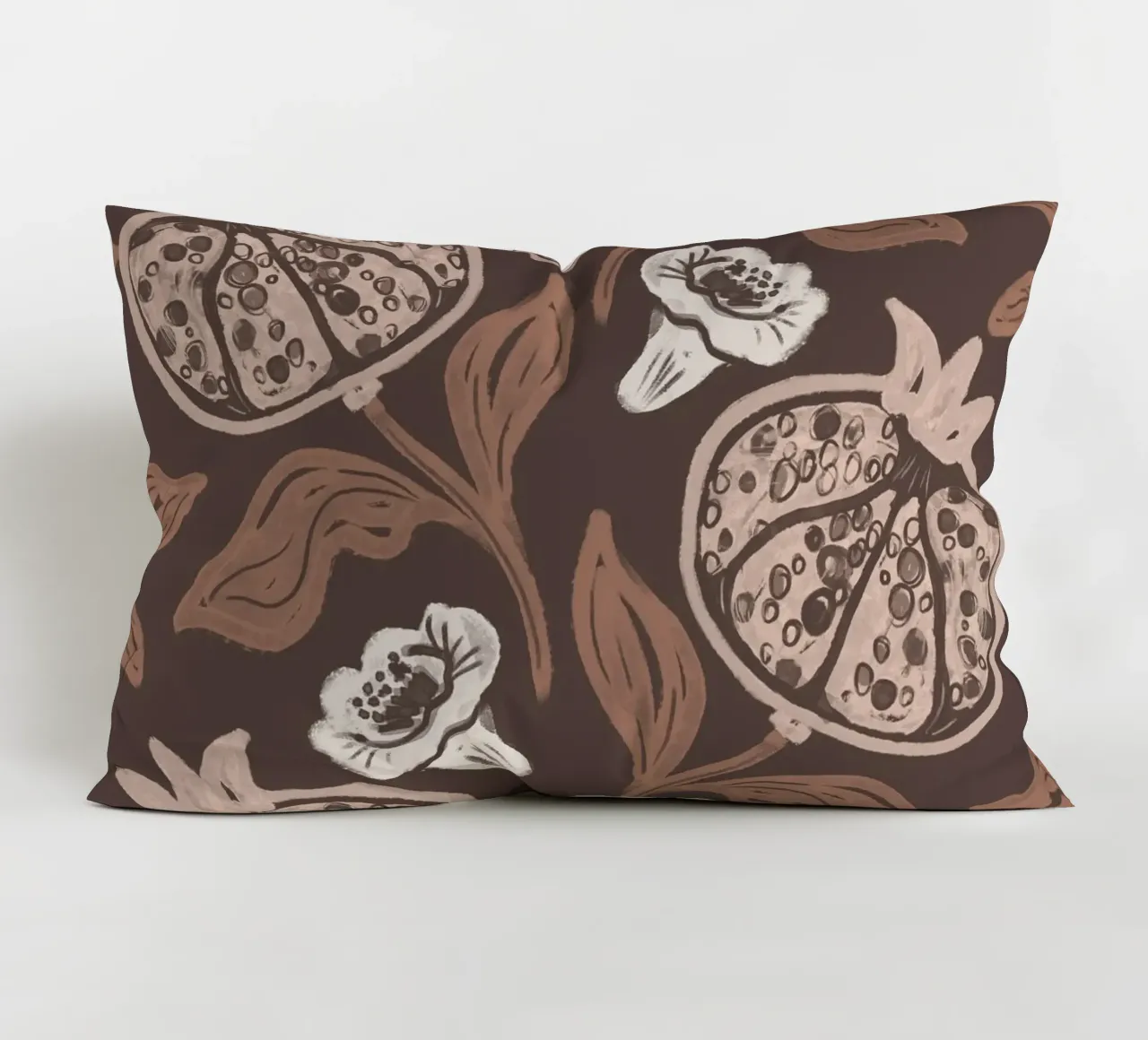 Pomegranates Pattern - Dark Mocha Mousse cuscino da anisillustration