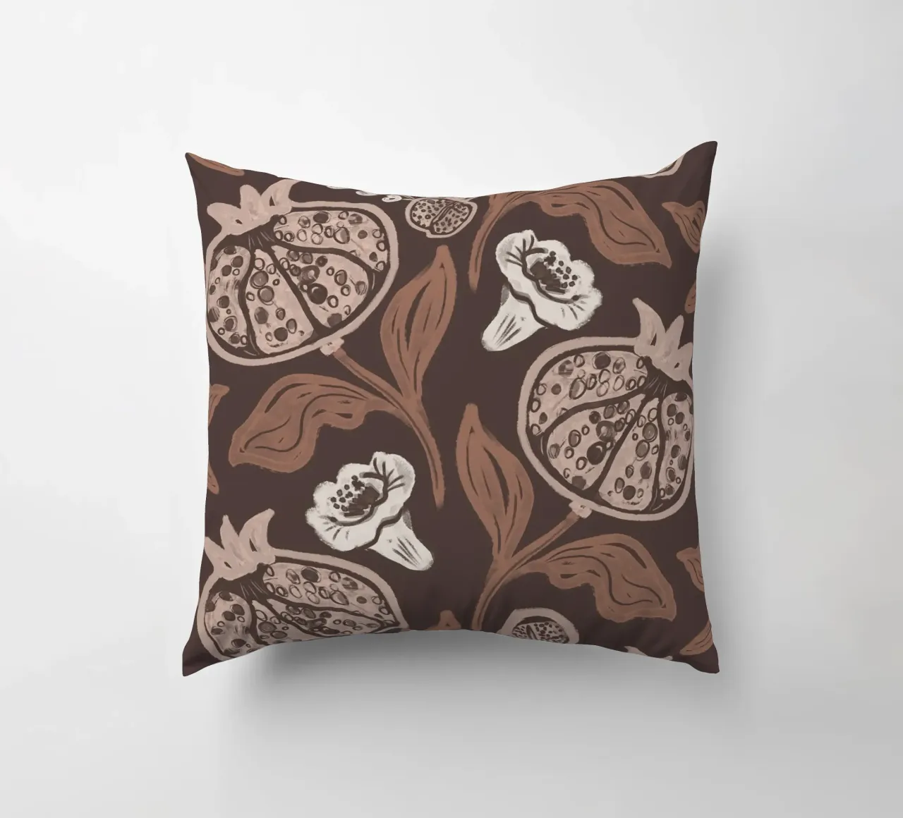 Pomegranates Pattern - Dark Mocha Mousse cuscino da anisillustration