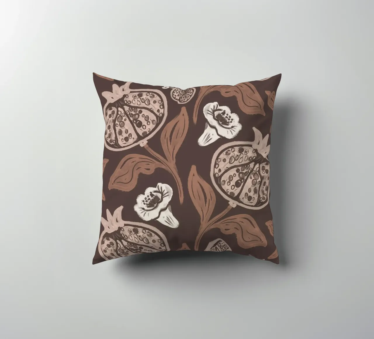 Pomegranates Pattern - Dark Mocha Mousse cuscino da anisillustration