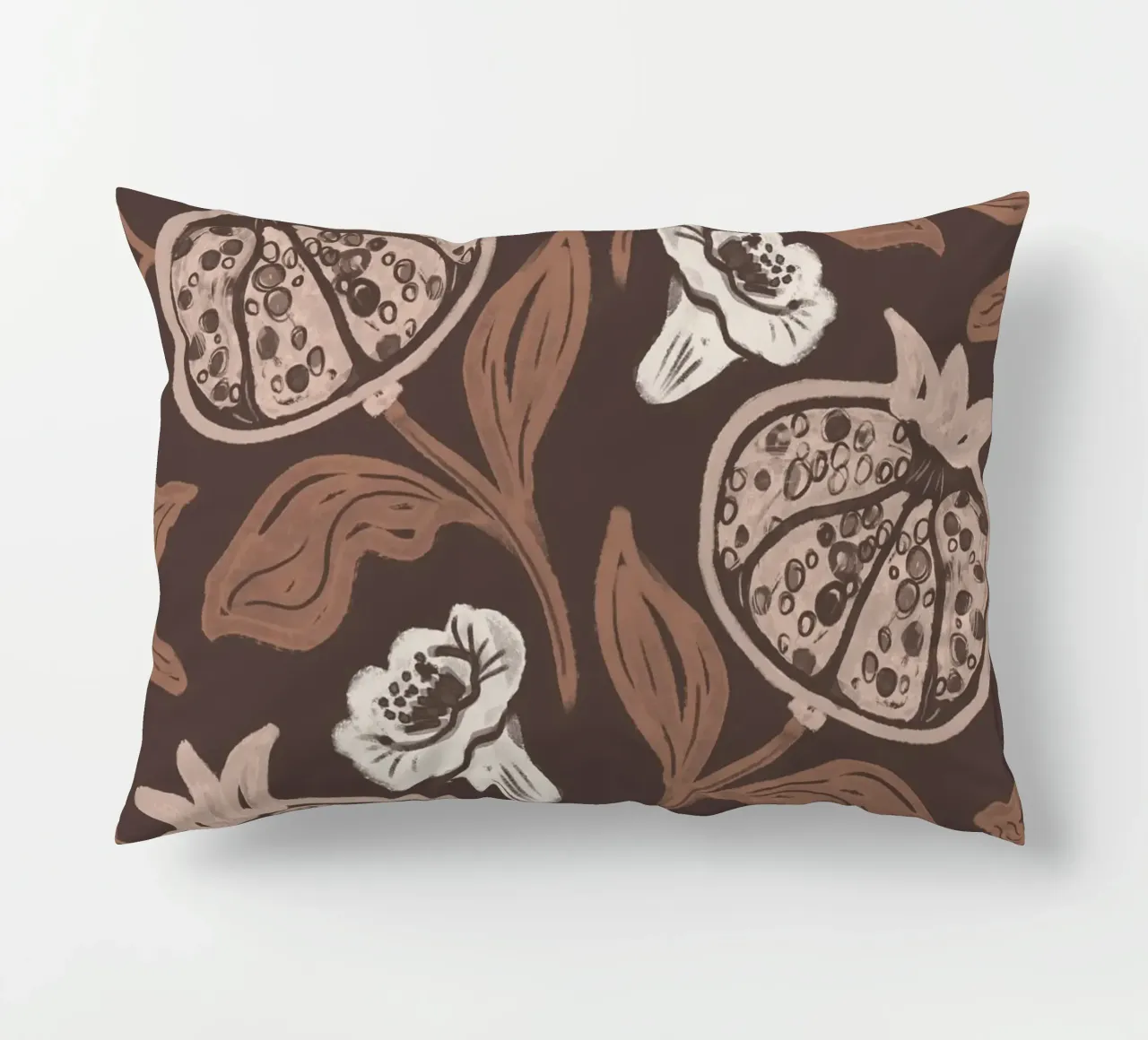 Pomegranates Pattern - Dark Mocha Mousse cuscino da anisillustration