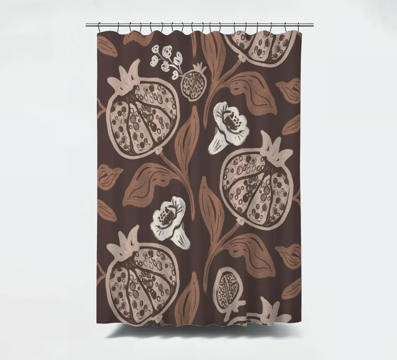 Pomegranates Pattern - Dark Mocha Mousse tenda da doccia da anisillustration