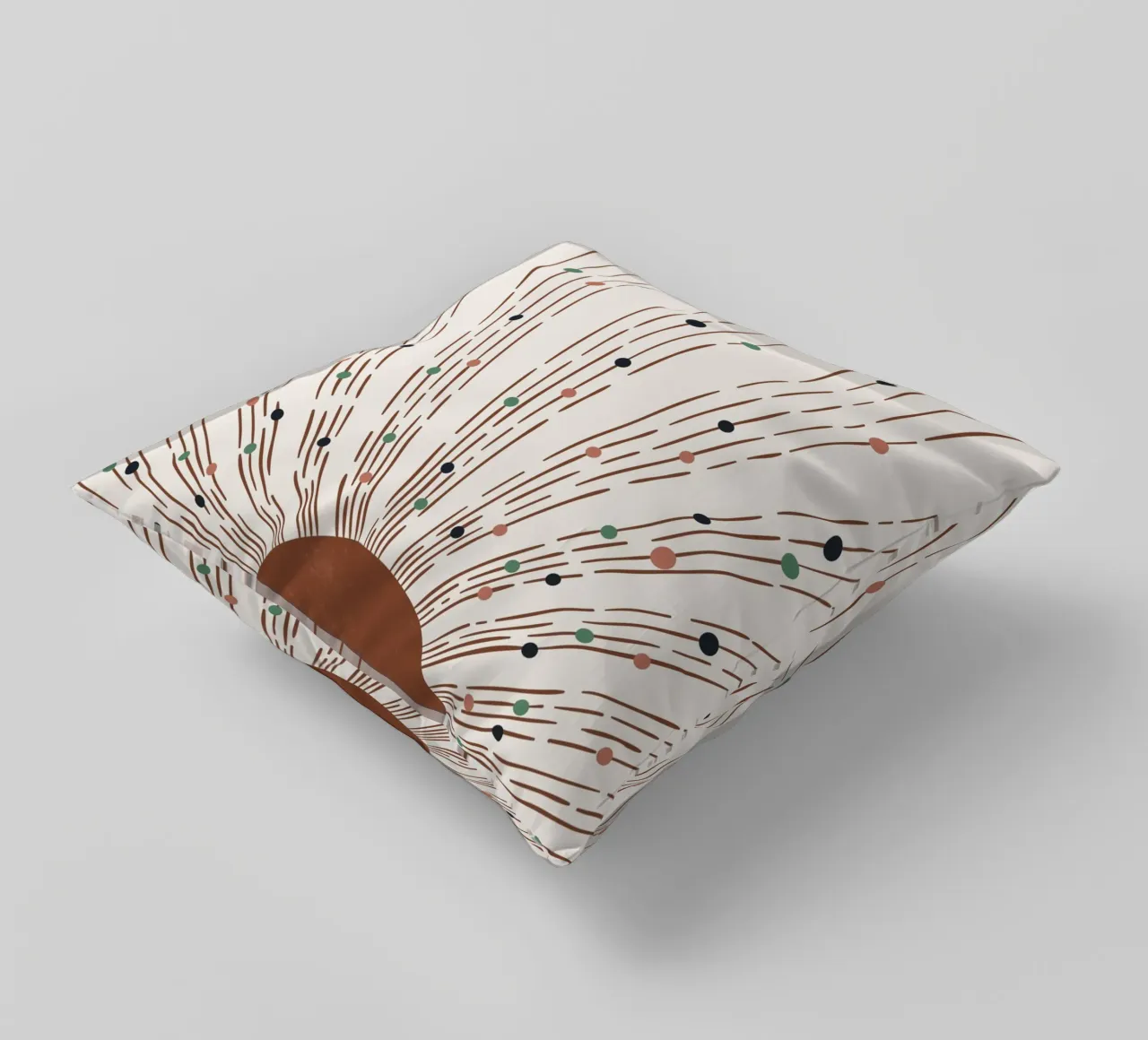 Rays & dots boho design - minimal & modern decorative cushion by Whole©