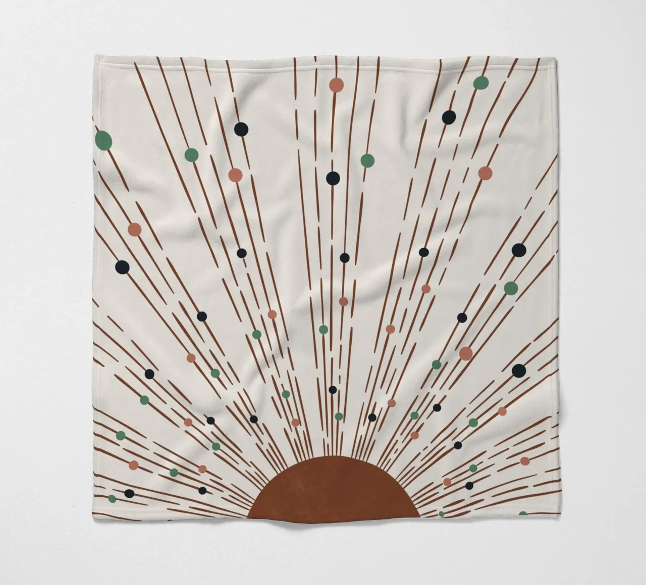 Rays & dots boho design - minimal & modern fleece blanket by Whole©