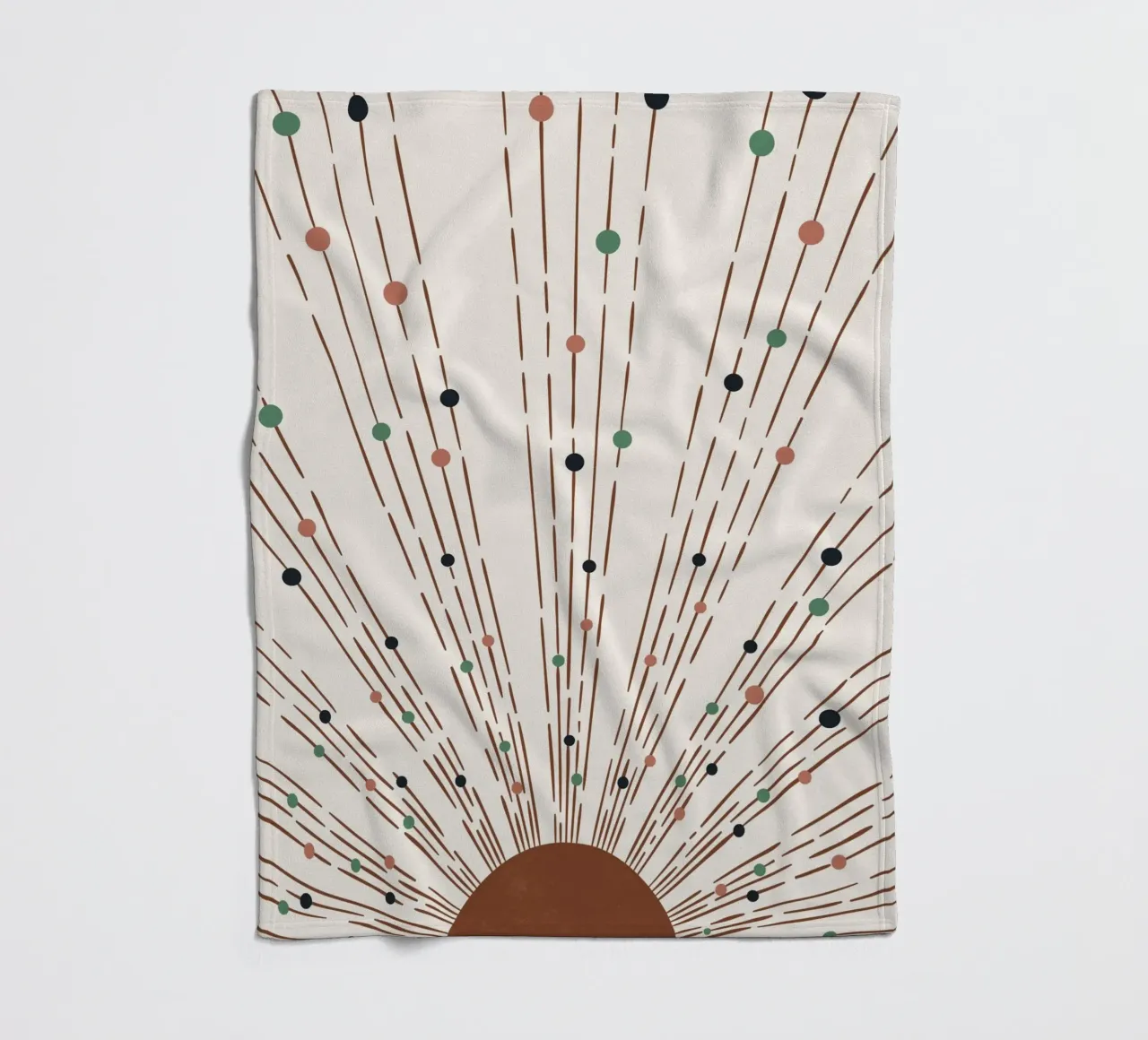 Rays & dots boho design - minimal & modern fleece blanket by Whole©