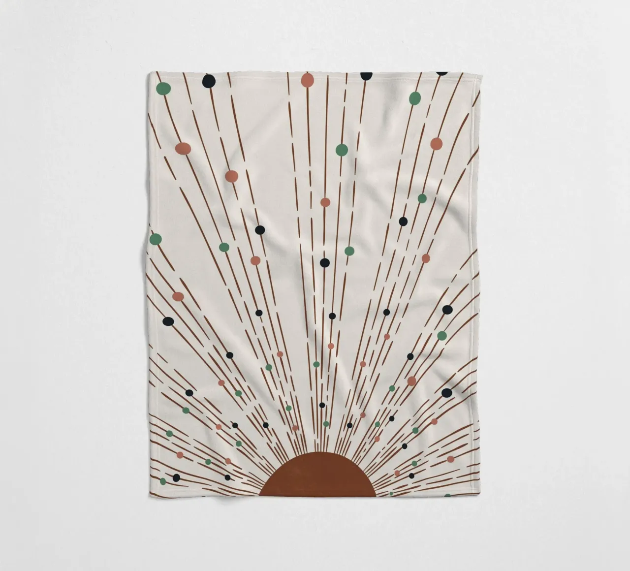 Rays & dots boho design - minimal & modern fleece blanket by Whole©