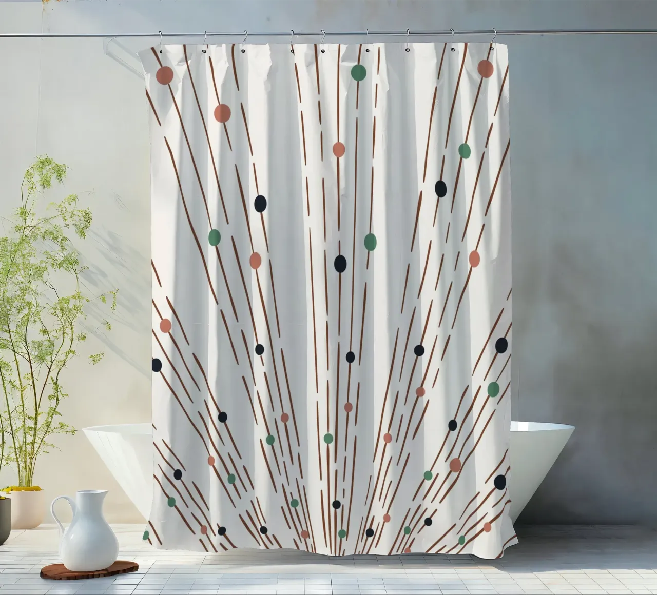Strahlen & Punkte Boho-Design – Minimal & Modern Duschvorhang von Whole©