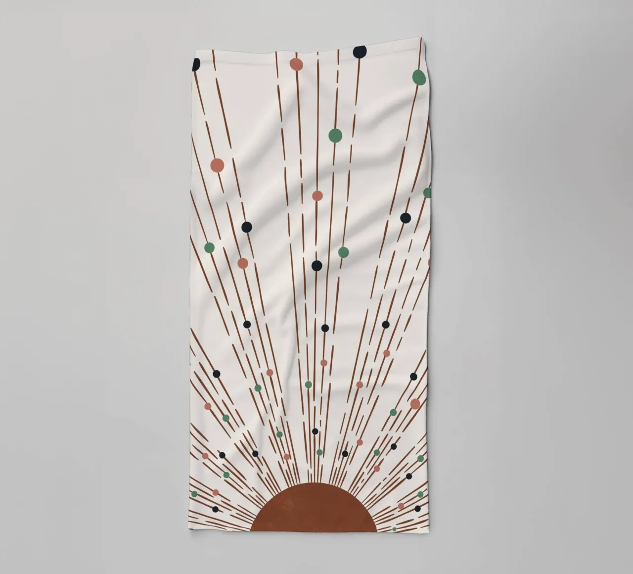 Boho-ontwerp met stralen en stippen - minimaal en modern badhanddoek van Whole©