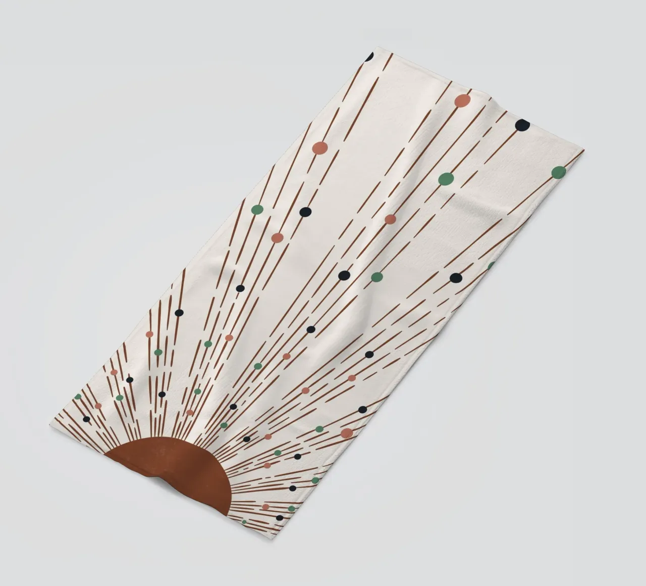 Rays & dots boho design - minimal & modern beach towel by Whole©