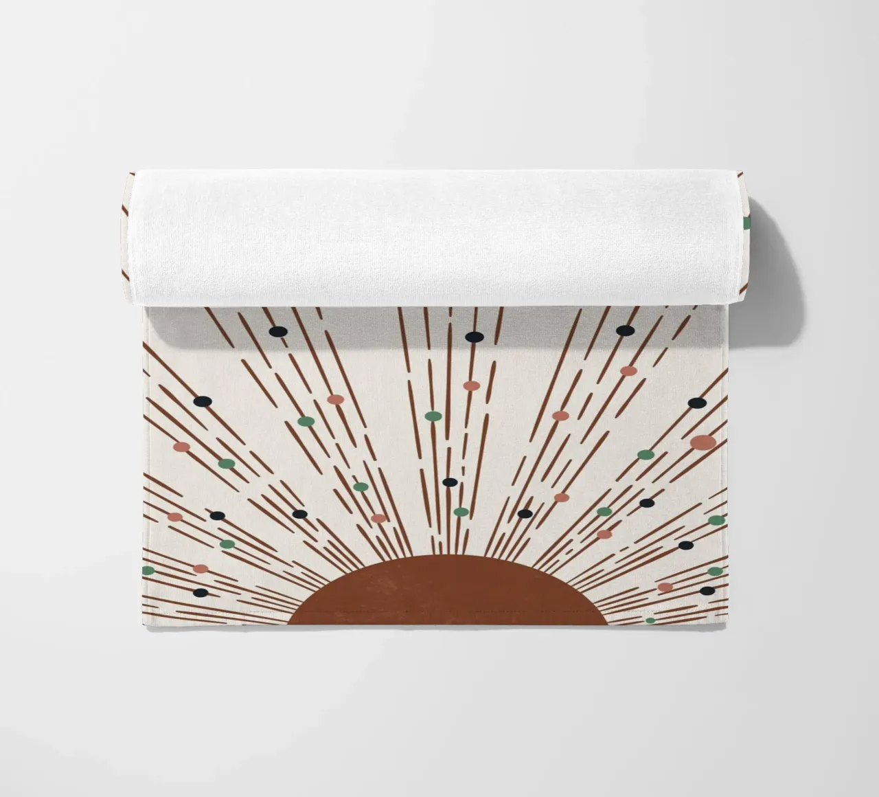 Rays & dots boho design - minimal & modern beach towel by Whole©