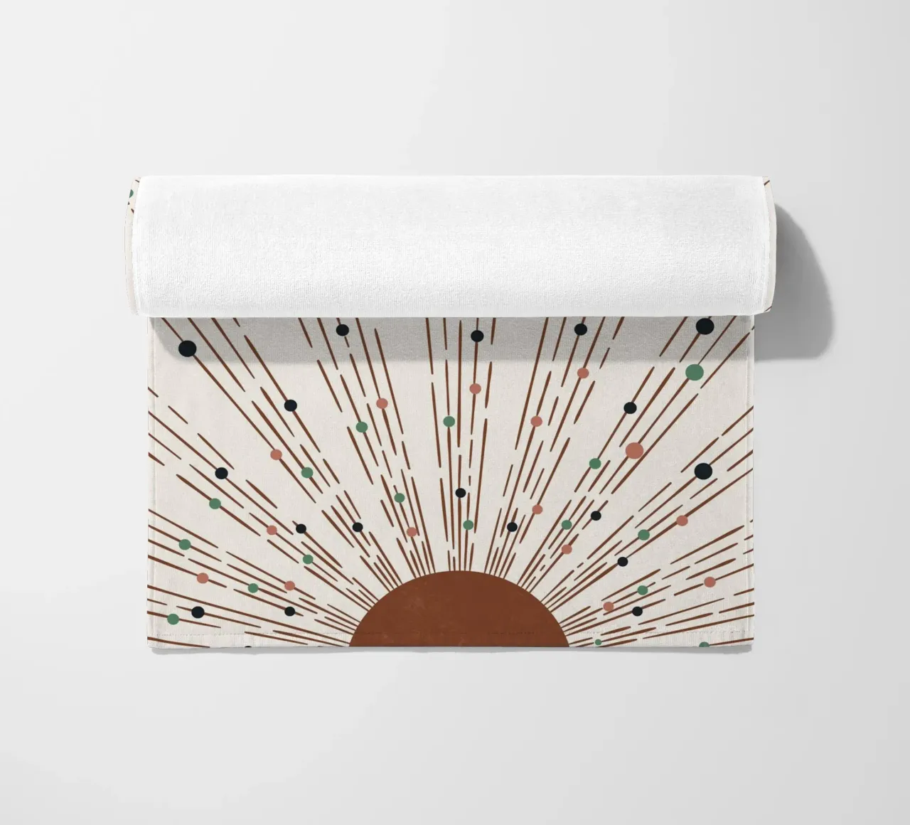 Rays & dots boho design - minimal & modern beach towel by Whole©
