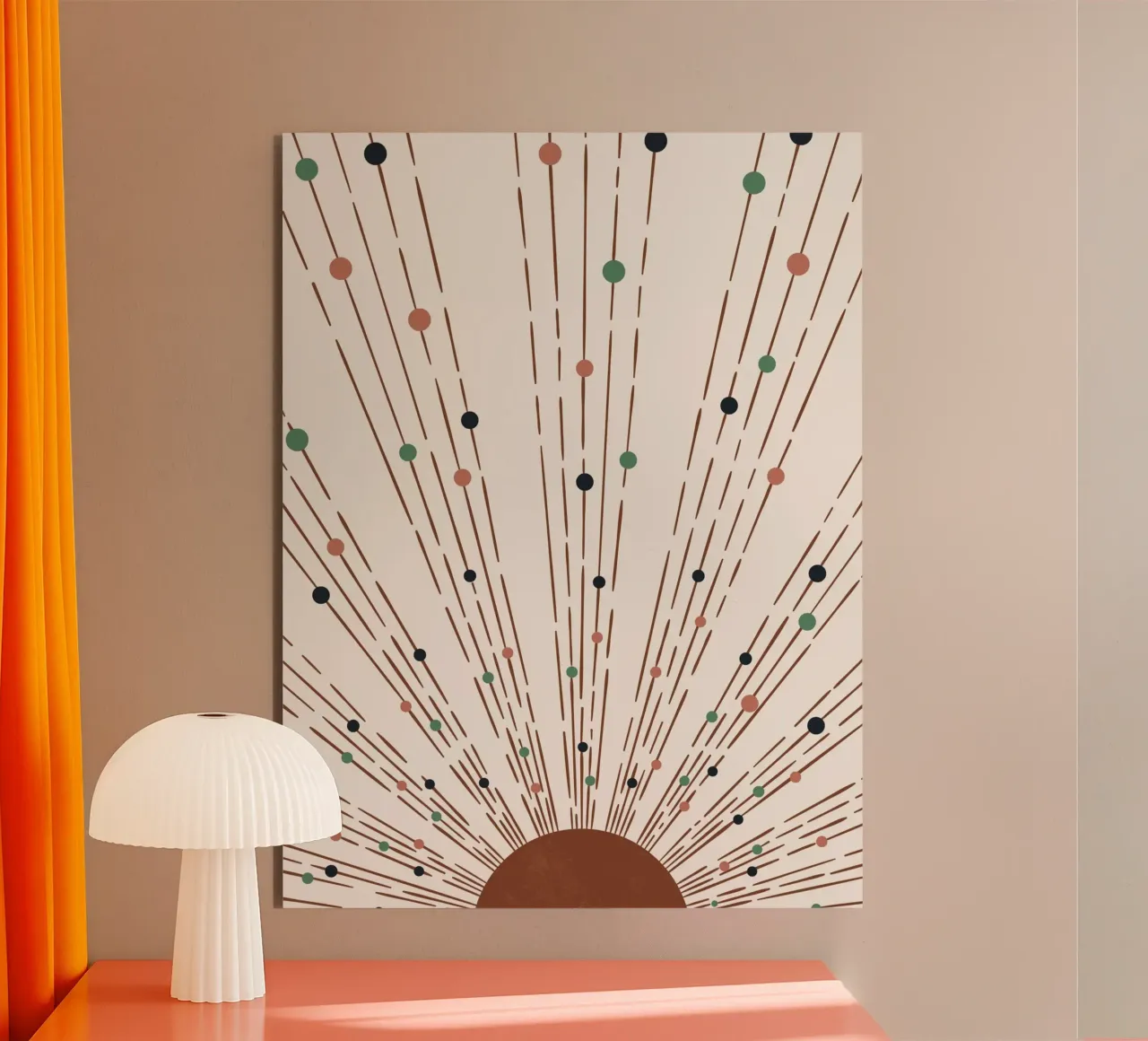 Rays & dots boho design - minimal & modern alu-dibond by Whole©