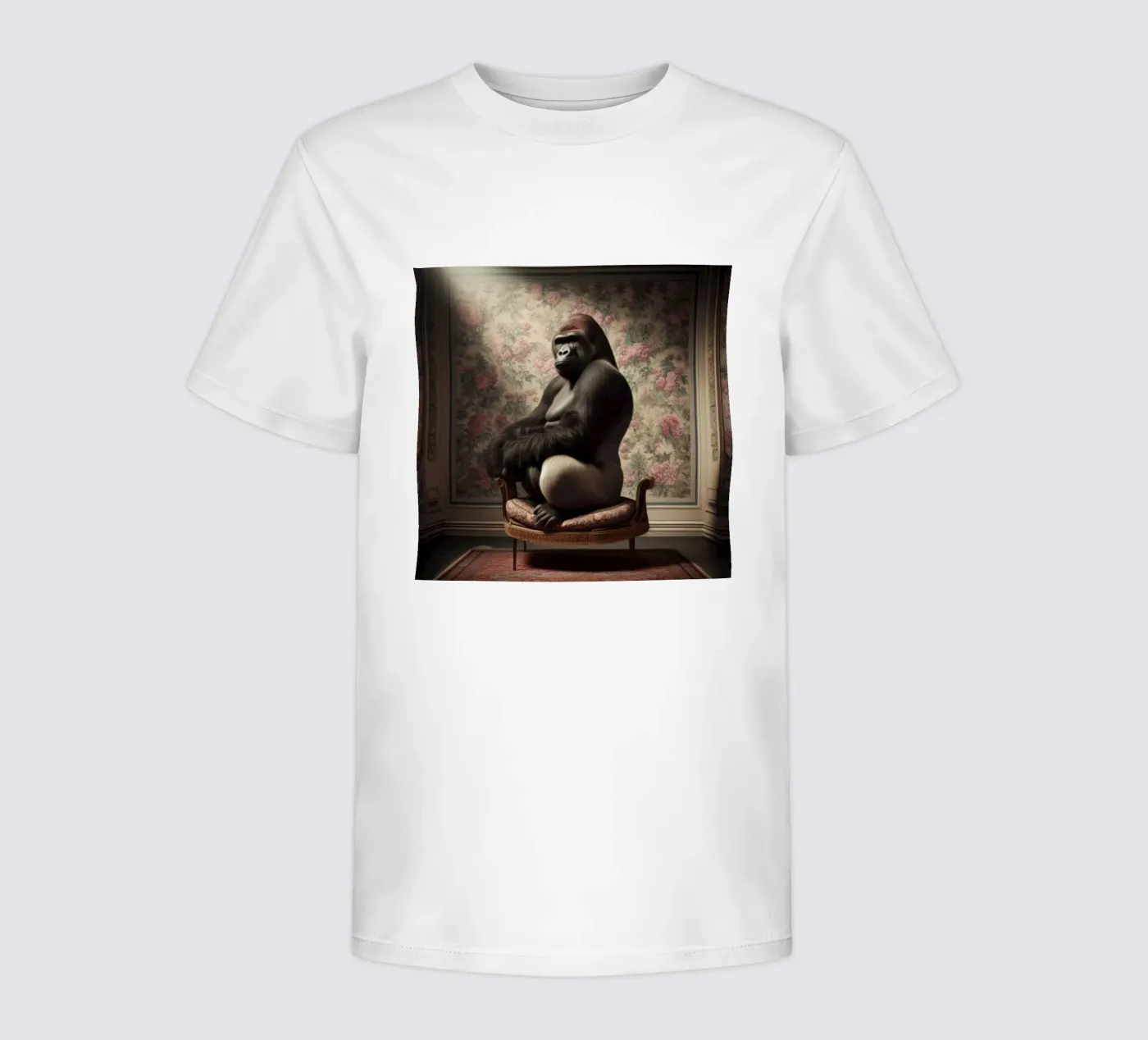 Floral Parlour Gorilla – Whimsical Vintage Animal Portrait t-shirt bambini da Animal Portraits