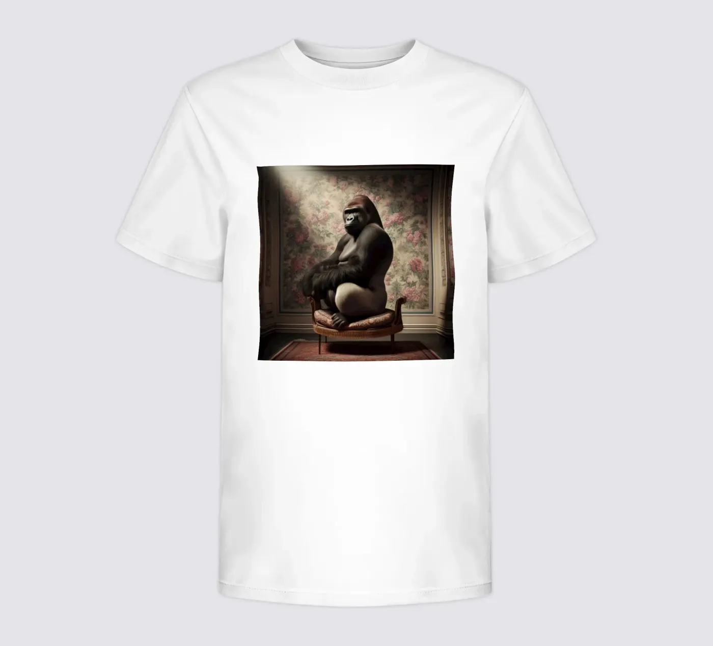 Floral Parlour Gorilla – Whimsical Vintage Animal Portrait t-shirt bambini da Animal Portraits