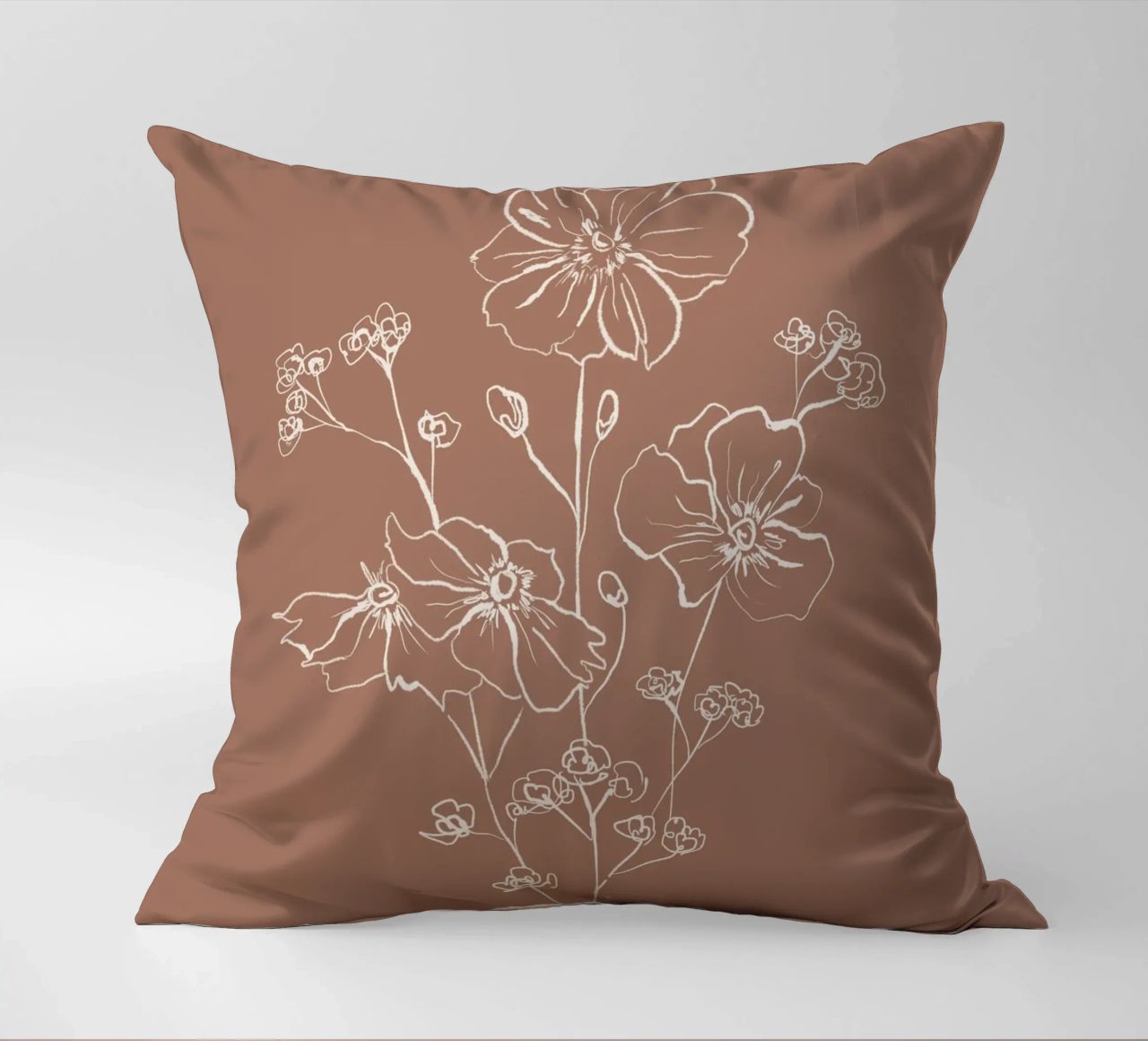 Wild Roses Bouquet - Mocha Mousse Kissen von anisillustration