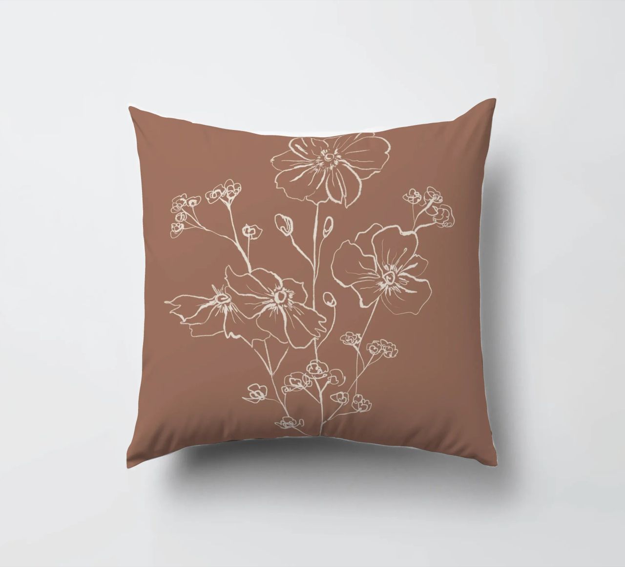 Wild Roses Bouquet - Mocha Mousse Kissen von anisillustration