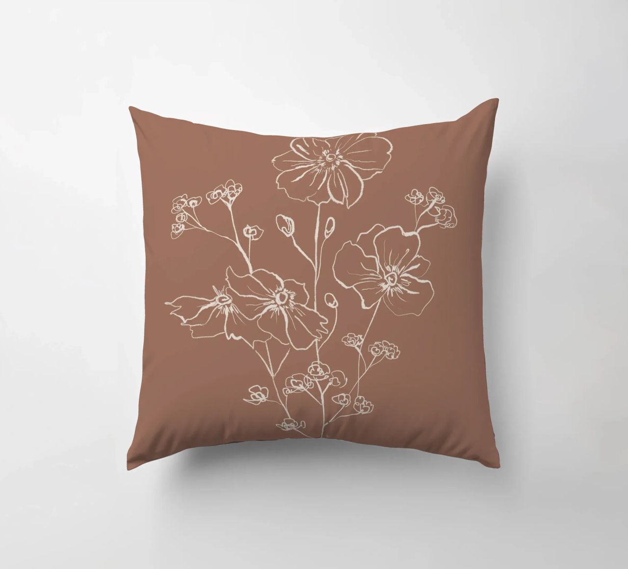 Wild Roses Bouquet - Mocha Mousse Kissen von anisillustration
