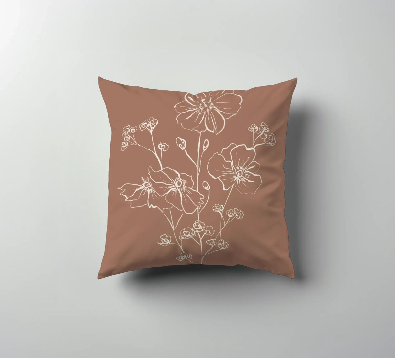 Wild Roses Bouquet - Mocha Mousse Kissen von anisillustration