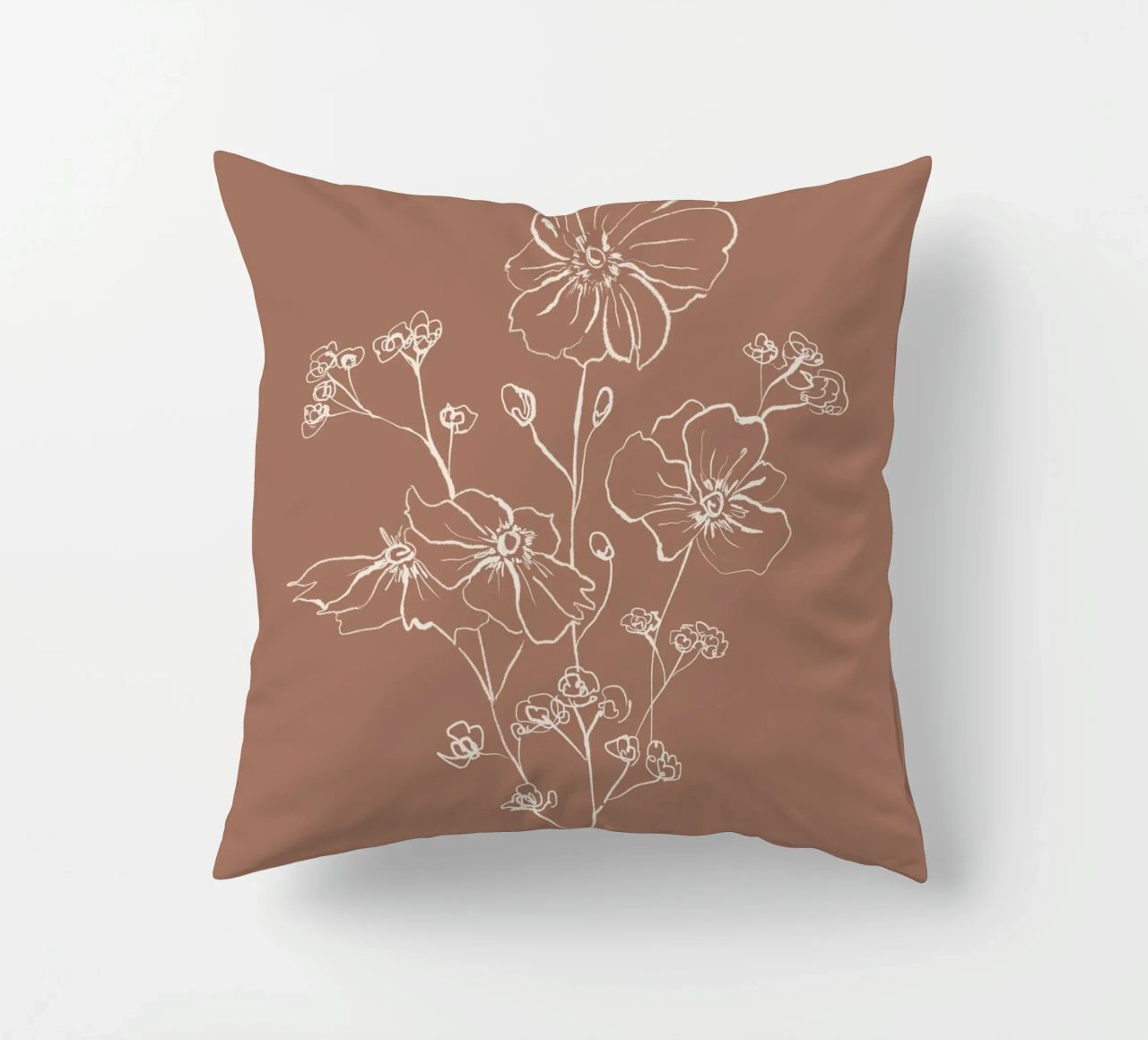 Wild Roses Bouquet - Mocha Mousse Kissen von anisillustration