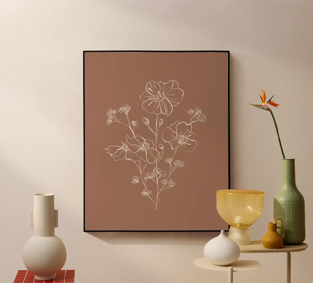 Wild Roses Bouquet - Mocha Mousse acrylic glass by anisillustration