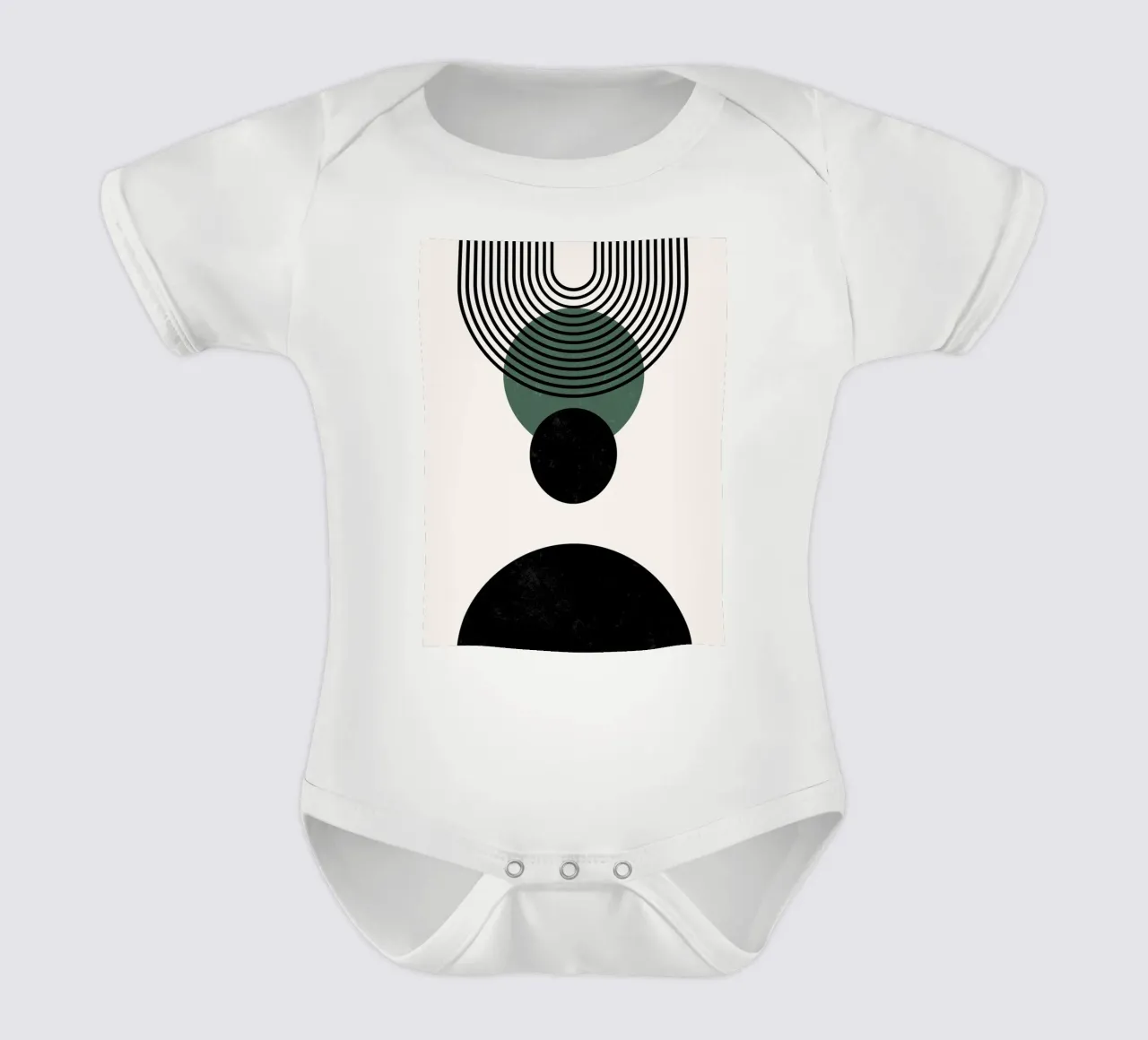 Boho circles & lines - timeless & elegant short-sleeve baby romper by Whole©