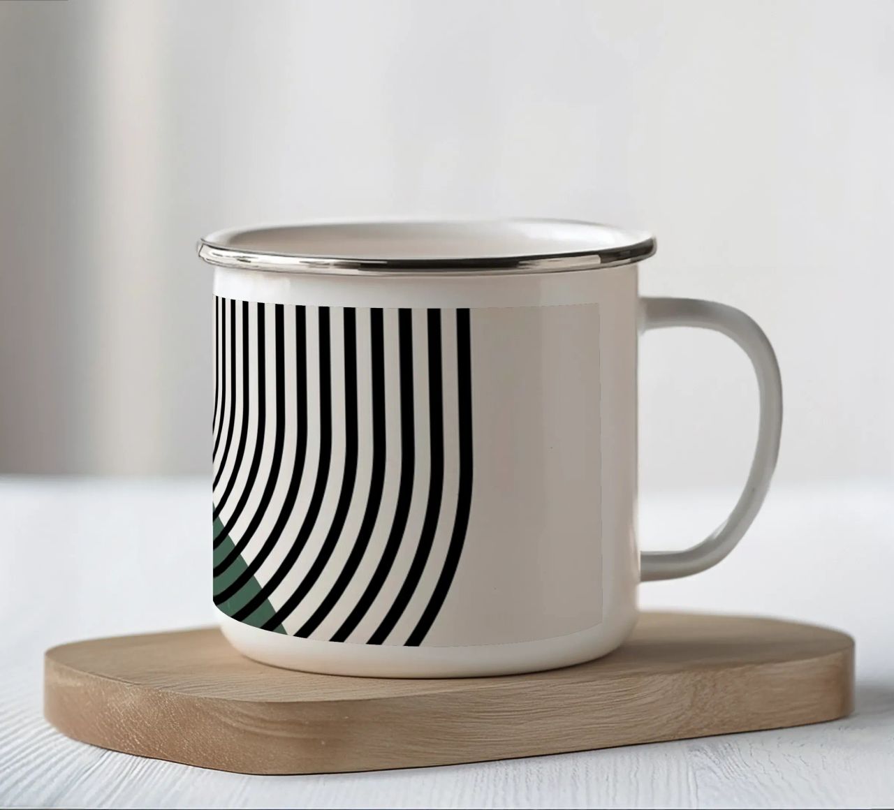 Boho circles & lines - timeless & elegant enamel mug by Whole©