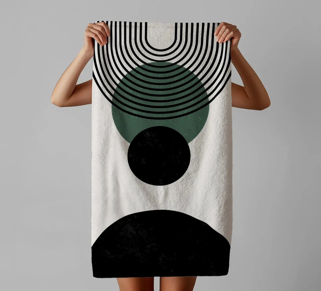 Cercles & lignes boho - intemporel & élégant serviette de bain de Whole©