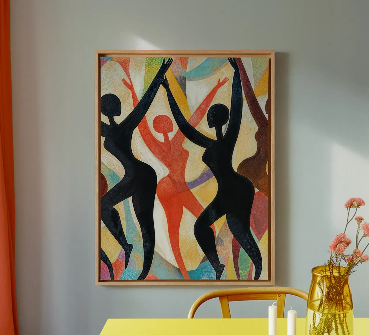 Abstract naakt dansende vrouwen canvas met Baklijst van Autofocus