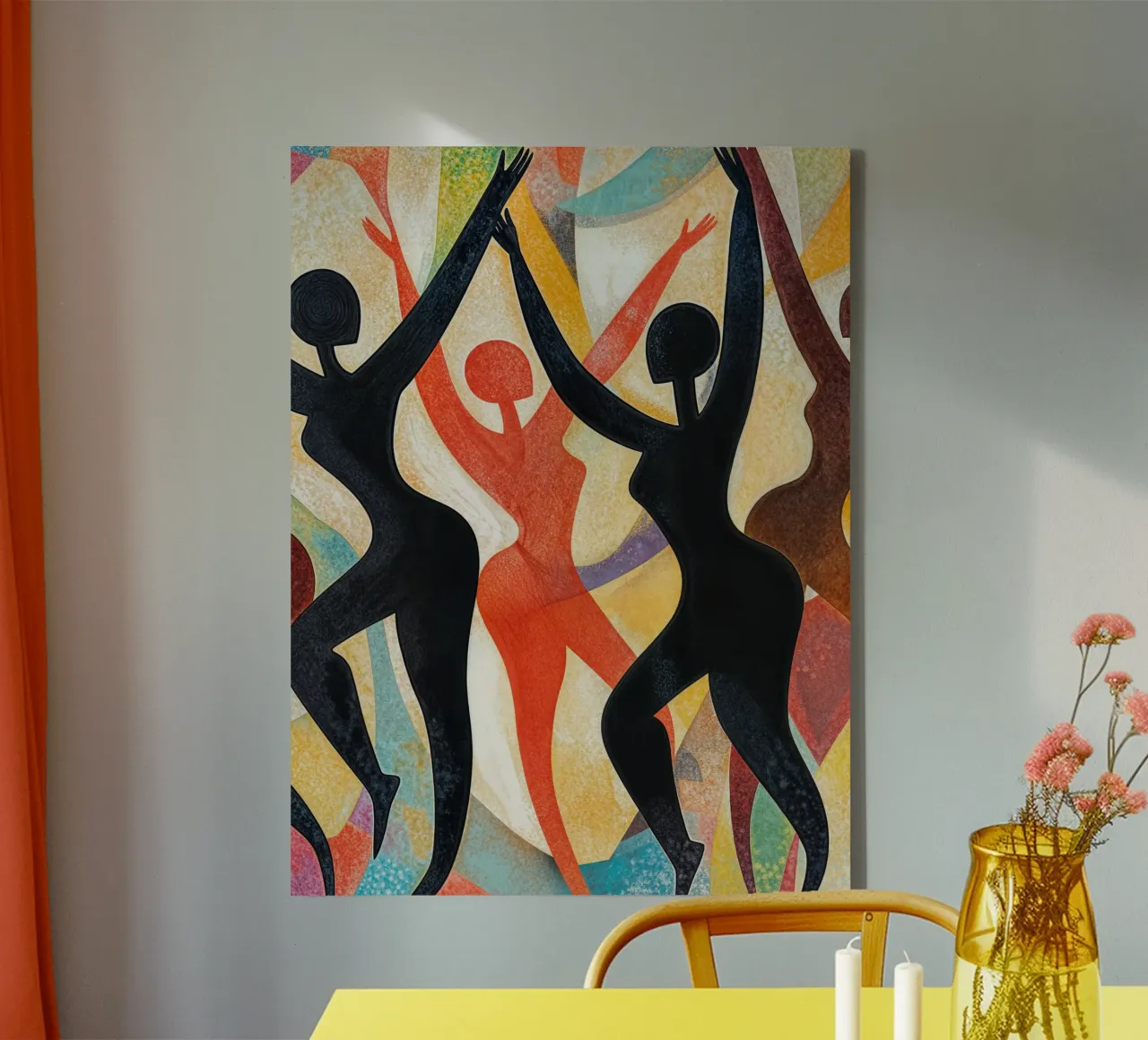 Abstract naakt dansende vrouwen canvas met Baklijst van Autofocus