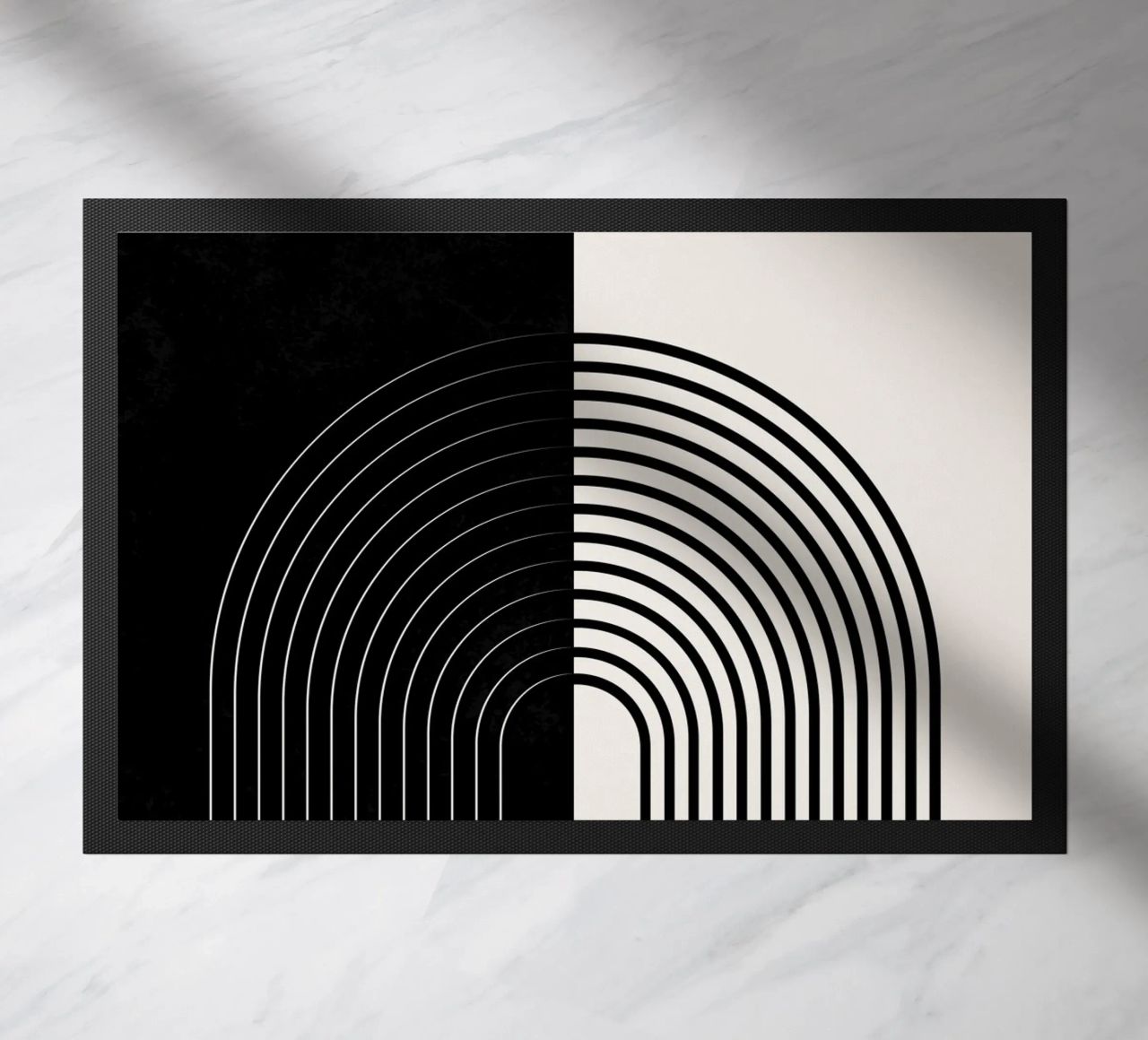 Art linéaire minimaliste - noir & blanc paillasson de Whole©