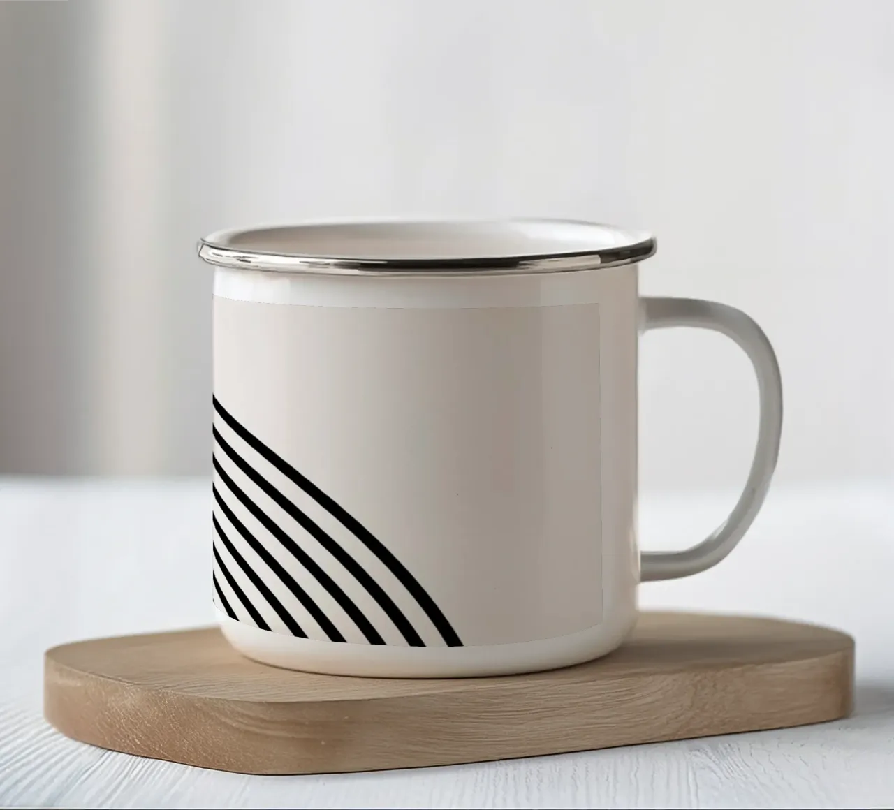 Line art minimalista - bianco e nero tazza in smalto da Whole©