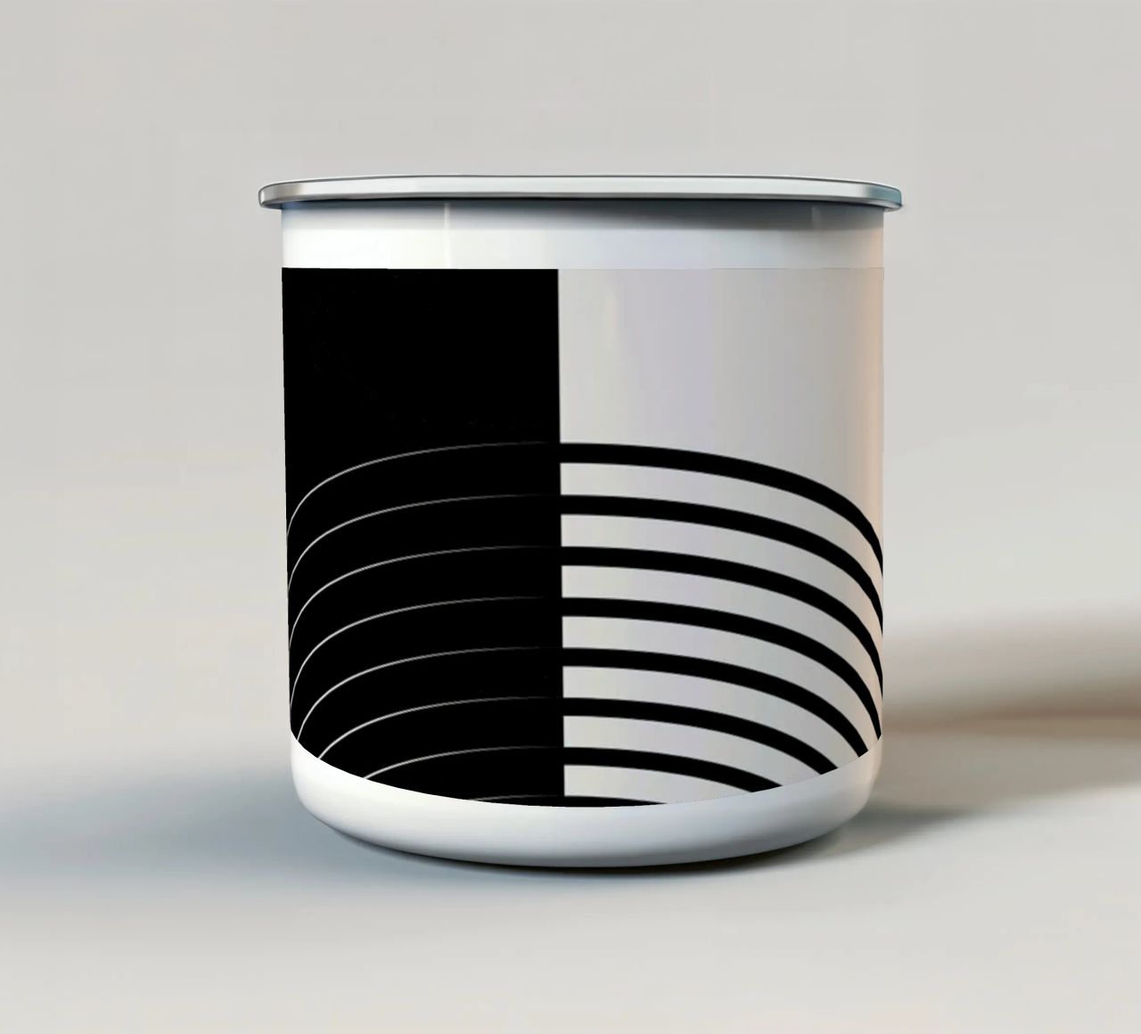 Art linéaire minimaliste - noir & blanc mug en émail de Whole©