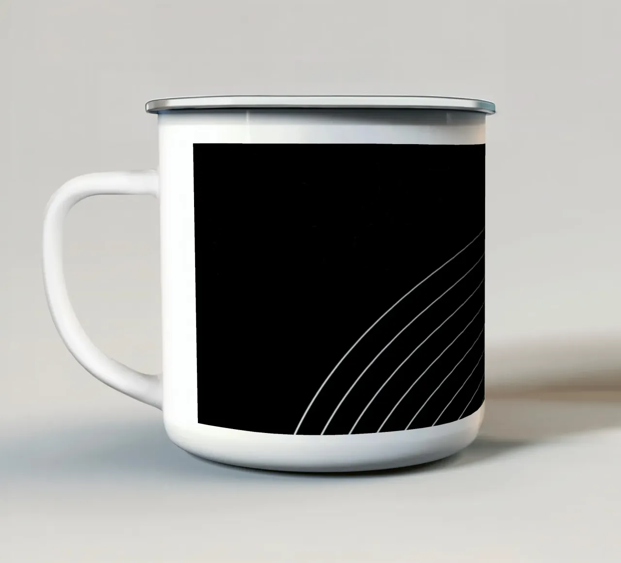 Line art minimalista - bianco e nero tazza in smalto da Whole©