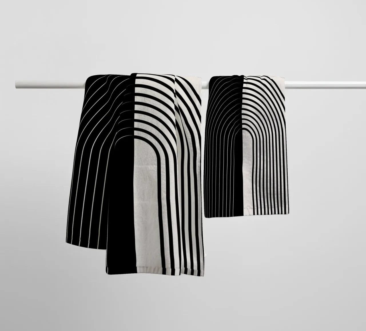 Minimalist line art - black & white towel by Whole©