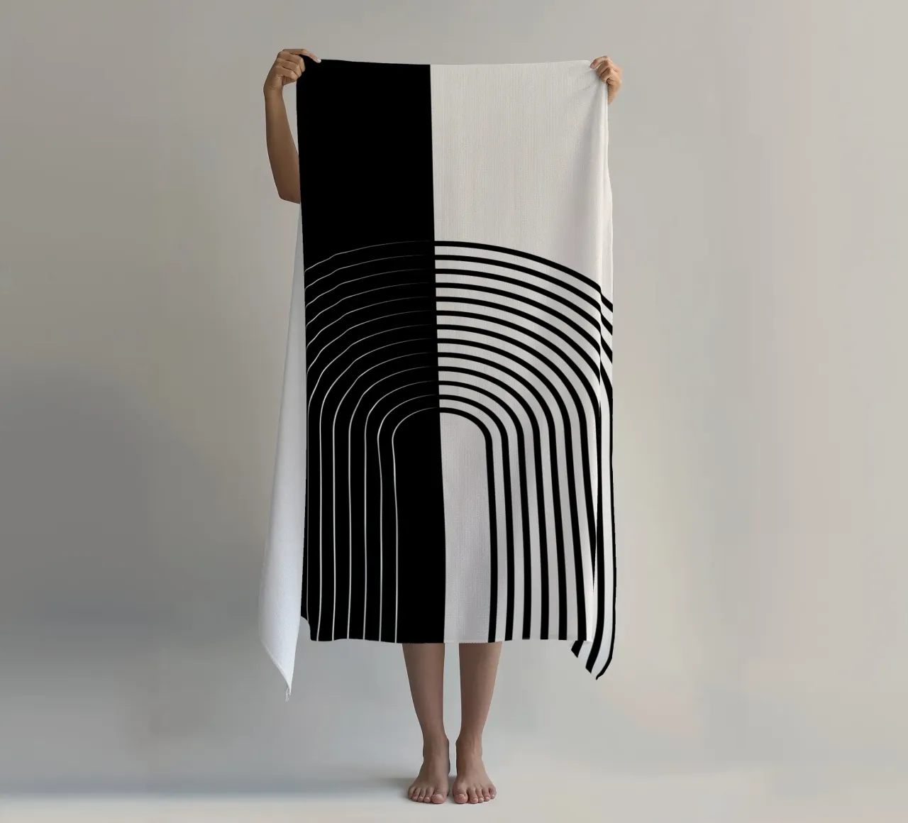 Line art minimalista - bianco e nero telo mare da Whole©